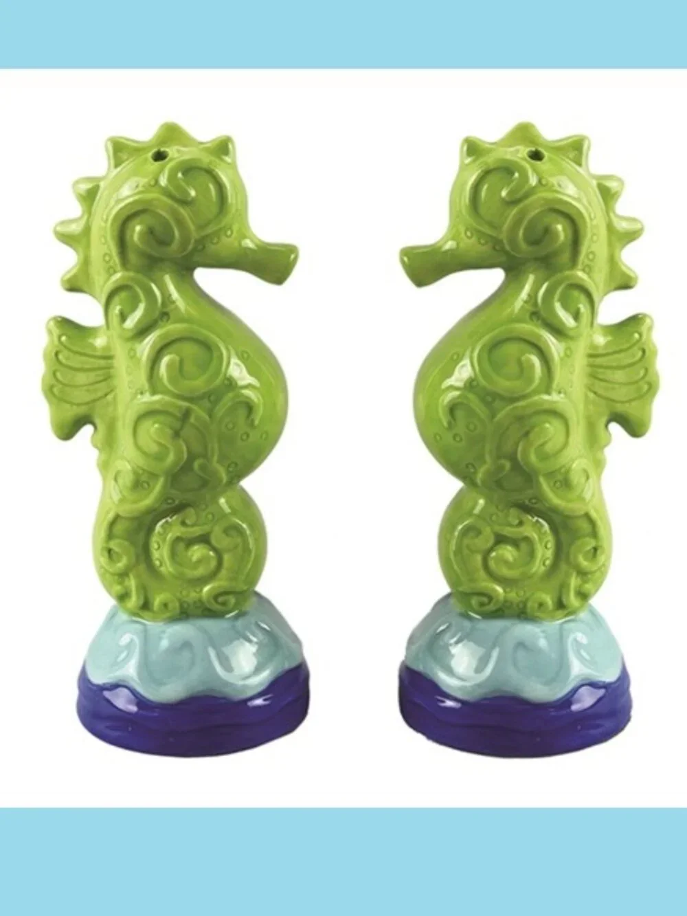 Ceramic Set of Seahorses Salt and Pepper Shaker Set 3 3/4